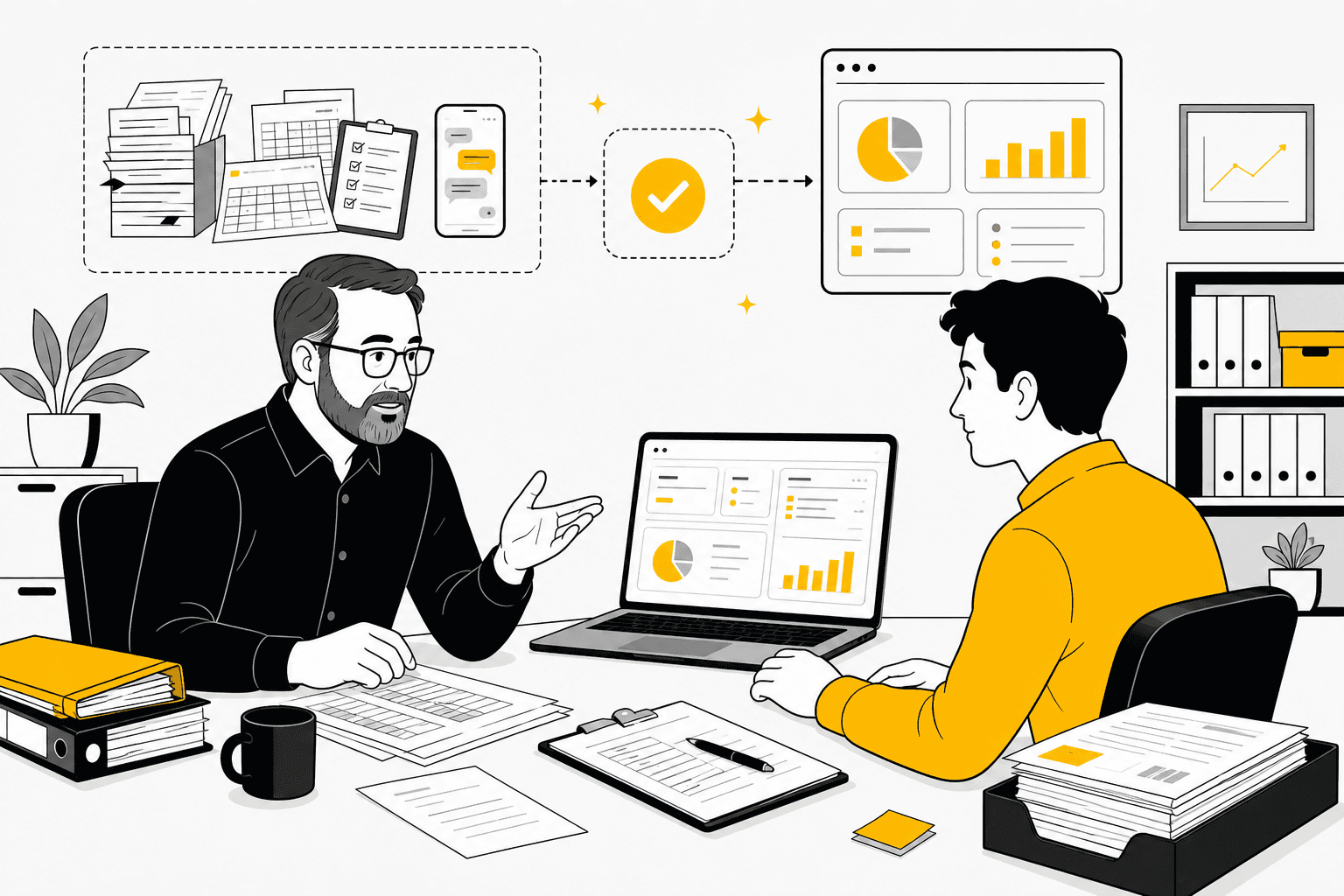 Business owner and product specialist replacing messy spreadsheets with custom internal software